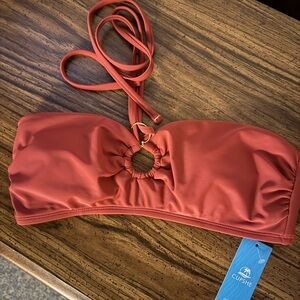 Cupshe Terracotta Bandeau Halter Bikini Top